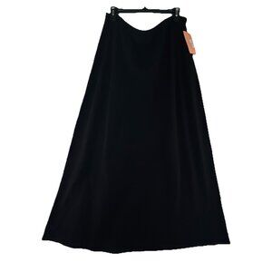 Eileen Fisher Size 1X Black Viscose Crepe Jersey Flared Skirt Elastic Waist